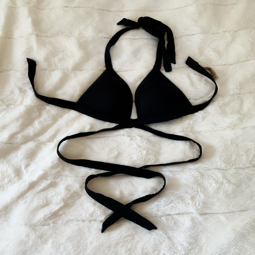 Black bathing suit top that wraps around